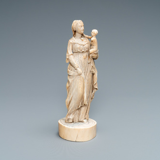 An ivory figure of a Madonna with child, Dieppe, France, 18th C.