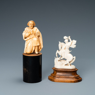 Two ivory figures: a kneeling Saint Joseph, Spain, 17th C. and Saint George with the dragon, 19/20th C.