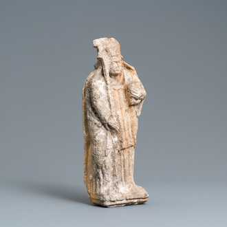 A stone figure of a bishop, late 15th C.