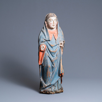 Une statue d'un moine en chêne sculpté et polychromé, 2ème moitié du 15ème
