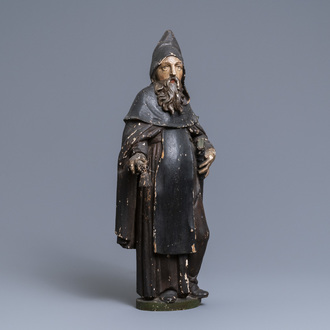 Une statue de Saint Antoine en chêne sculpté et polychromé, 16ème