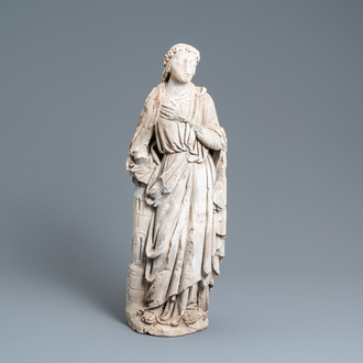 A limestone figure of Saint Barbara, 16th C.