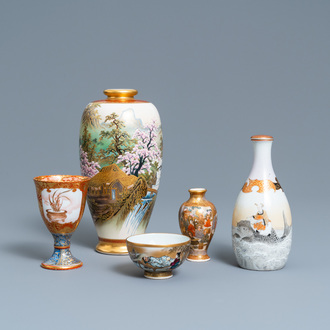 Five pieces of Japanese Satsuma and Kutani porcelain, Meiji, 19th C.