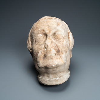Een groot marmeren hoofd van een geestelijke, Italië, 17e eeuw
