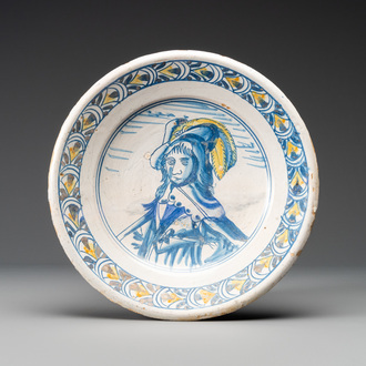 Un plat en majolique hollandais au portrait du Prince Guillaume II d'Orange, milieu du 17ème