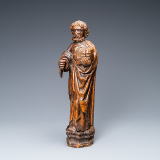 Une statue de l'apôtre Saint Pierre en chêne sculpté, Vallée du Rhin, Allemagne, 15ème