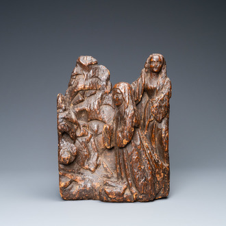 An oak group with two women in a rocky landscape, ca. 1500