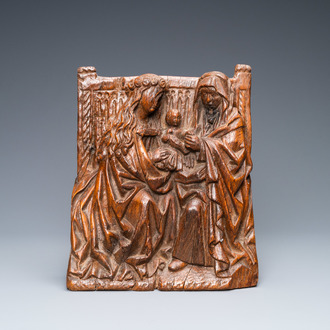 Un groupe figurant Sainte Anne Trinitaire en chêne sculpté, Vallée du Rhin, Allemagne, vers 1480