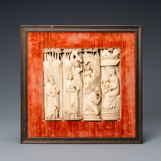 Quatre panneaux en os sculpté, atelier d'Embriachi, Italie, 15ème
