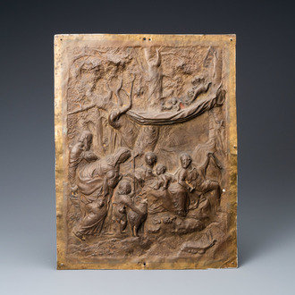 Une plaque en cuivre d'une porte de tabernacle figurant 'La Naissance', Italie, 17ème