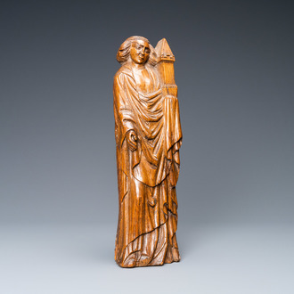 Une statue de Sainte Barbe en chêne sculpté, vers 1500