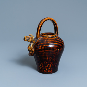 A Vietnamese brown-glazed 'dragon spout' ewer, 15/16th C.