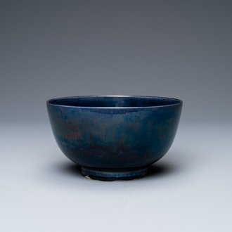 A Chinese monochrome aubergine-glazed bowl, Wanli mark, 19th C.