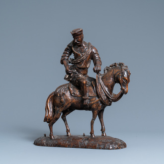 Une statue d'un cavalier en chêne sculpté, 1ère moitié du 16ème