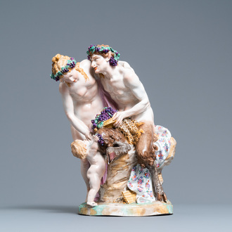 Un grand groupe en porcelaine dans le style de Meissen représentant Bacchus, fin du 19ème