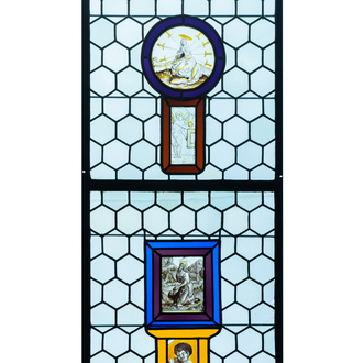 Un vitrail composé d'éléments en verre peint et teinté, France, 16ème