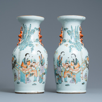 A pair of Chinese qianjiang cai vases, 19/20th C.