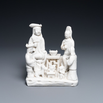 Un groupe en porcelaine blanc de Chine de Dehua figurant une famille hollandaise, Kangxi