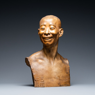 Jean Mich (Frankrijk, 1871-1919): Buste van Chih-Fan in gepatineerde terracotta