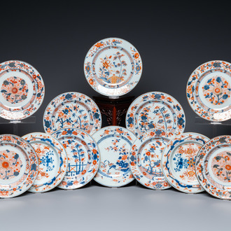 Twelve Chinese Imari-style plates, Kangxi/Qianlong