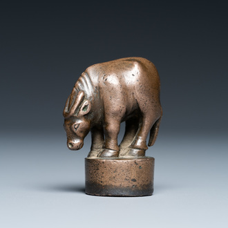 A Chinese bronze 'ox' seal, Ming