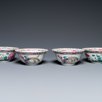 Quatre bols en porcelaine de Chine famille rose pour le marché Straits ou Peranakan, 19ème