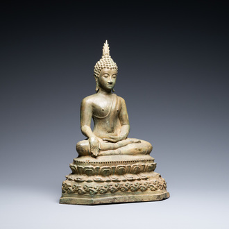 Een bronzen figuur van Boeddha, Rattanakosin, Thailand, 19/20e eeuw