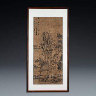 Dai Xi (1801-1860), encre sur papier: 'Paysage aux arbres'