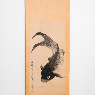 Ye Hang (1816-1884), encre sur papier: 'Carpe', 19ème
