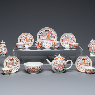 Un service à thé de 15 pièces en porcelaine de Chine famille rose, Qianlong