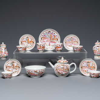 A Chinese famille rose 15-piece 'Peter the Great' tea service, Qianlong