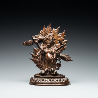 Une figure de Mahakala en bronze, Sino-Tibet, 17/18ème