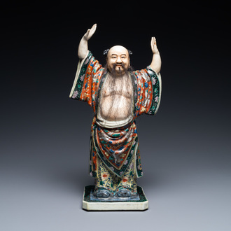 Une figure de Zhongli Quan en porcelaine de Chine famille verte, 19/20ème