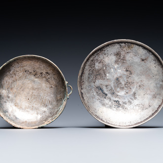 Two large Luristan bronze disc-headed clothing pins, Iran, 1st millenium BC  - Rob Michiels Auctions