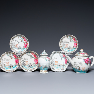 Un service à thé partiel en porcelaine de Chine famille rose, Qianlong