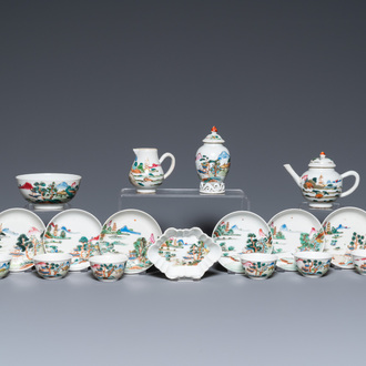 A rare Chinese famille rose 17-piece miniature tea service, Qianlong