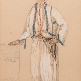 French school: A Turkish or Ottoman boy, pencil and watercolour on paper, 19th C.