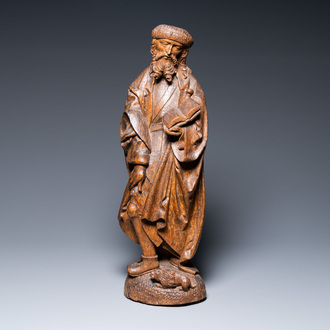 Une figure de Saint Roch en chêne sculpté, Westphalie, Allemagne, 1er quart du 16ème