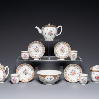 A Chinese famille rose 12-piece tea service for the European market, Qianlong