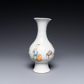 A Chinese famille rose vase with figures and antiquities, Yongzheng