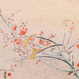 Fang Junbi (1898-1986): ‘Branches fleuries’, encre et couleurs sur papier