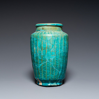 Albarello en turquoise monochrome en céramique de Kashan, la Perse, 13ème