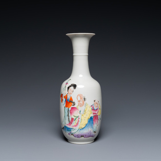 Vase en porcelaine de Chine famille rose à décor de Shou Lao, marque de Hongxian, 20ème