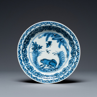 A Chinese blue and white 'frog' dish, Jiajing or Wanli