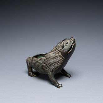 A Chinese bronze 'three-legged toad' censer, Ming