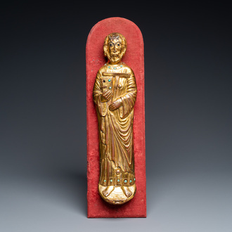 Grande applique de Saint-Antoine en cuivre doré et incrusté, Limoges, France, 13ème ou postérieur