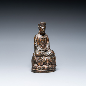 Bouddha en bronze doré et laqué, Sino-Tibet, fin Ming ou début Qing