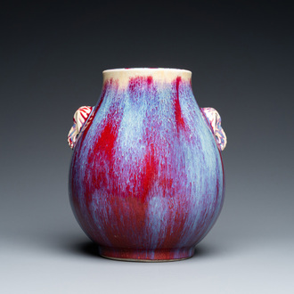 A Chinese flambé-glazed 'hu' vase, 19/20th C.