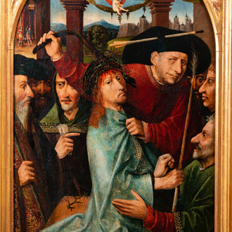 Suiveur de Jérôme Bosch (ca. 1450–1516): Le Christ moqué (Le Couronnement d'épines), huile sur panneau