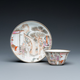 An exceptionally fine Chinese famille rose cup and saucer, Yongzheng